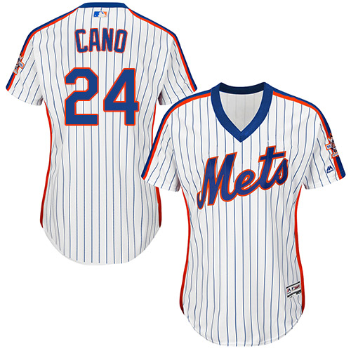 Mets #24 Robinson Cano White(Blue Strip) Alternate Women's Stitched MLB Jersey